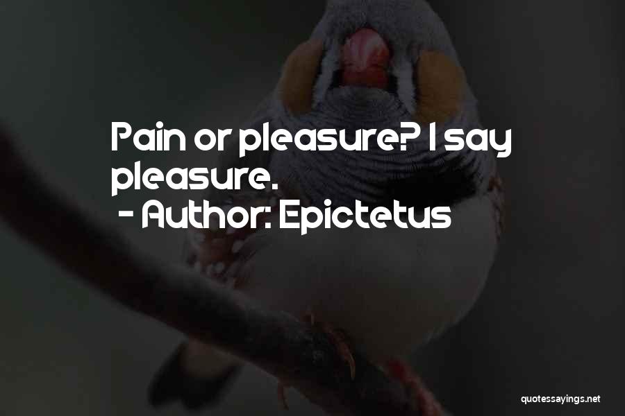 Epictetus Quotes: Pain Or Pleasure? I Say Pleasure.