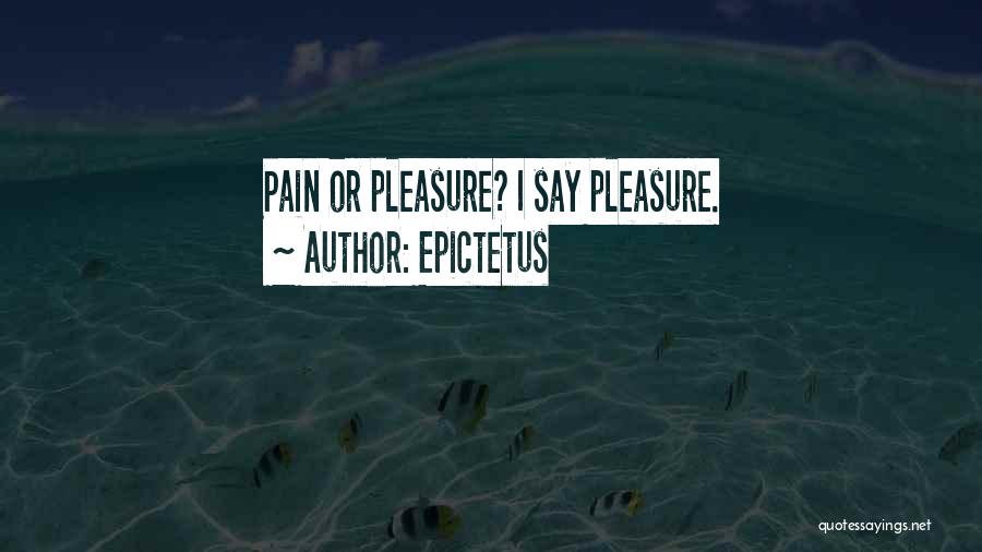 Epictetus Quotes: Pain Or Pleasure? I Say Pleasure.