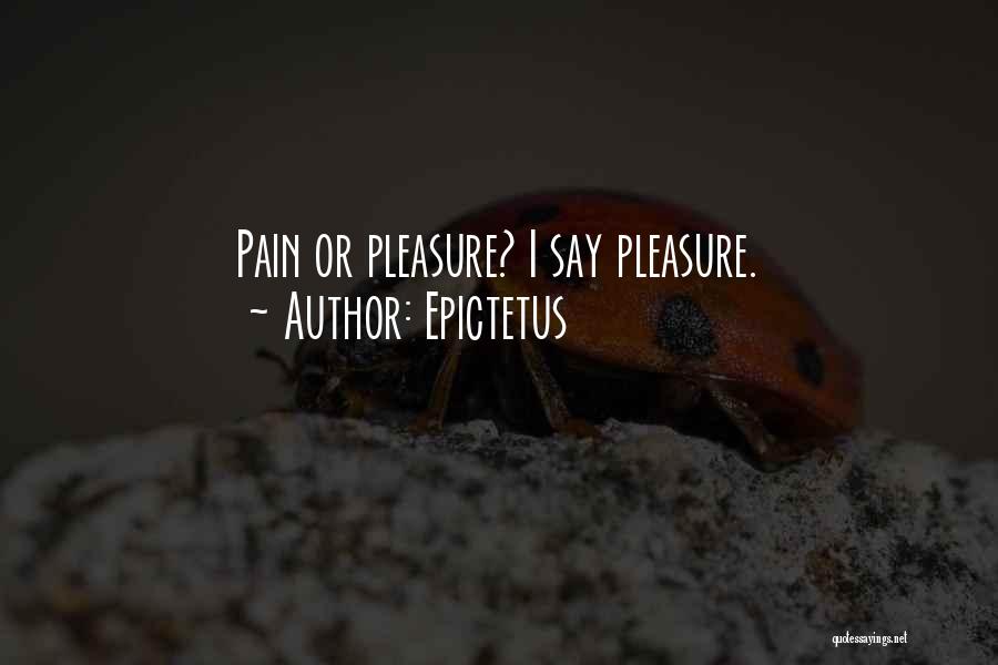 Epictetus Quotes: Pain Or Pleasure? I Say Pleasure.