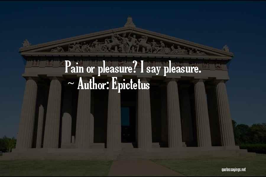 Epictetus Quotes: Pain Or Pleasure? I Say Pleasure.