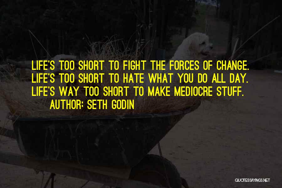 Seth Godin Quotes: Life's Too Short To Fight The Forces Of Change. Life's Too Short To Hate What You Do All Day. Life's