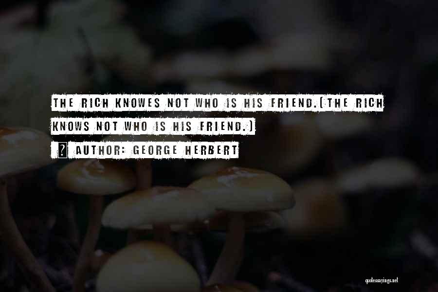 George Herbert Quotes: The Rich Knowes Not Who Is His Friend.[the Rich Knows Not Who Is His Friend.]