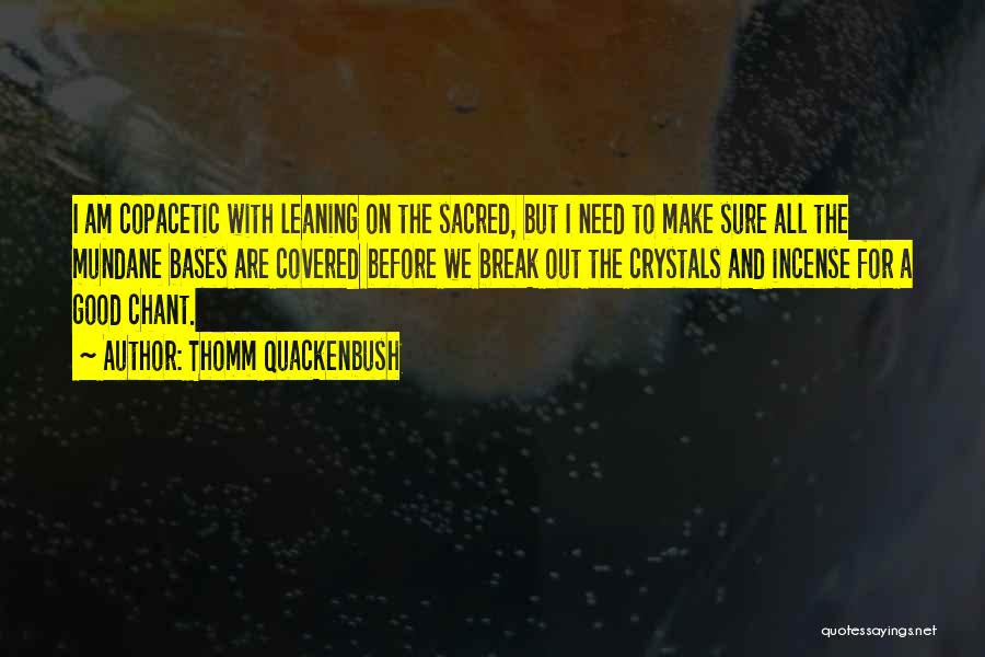 Thomm Quackenbush Quotes: I Am Copacetic With Leaning On The Sacred, But I Need To Make Sure All The Mundane Bases Are Covered