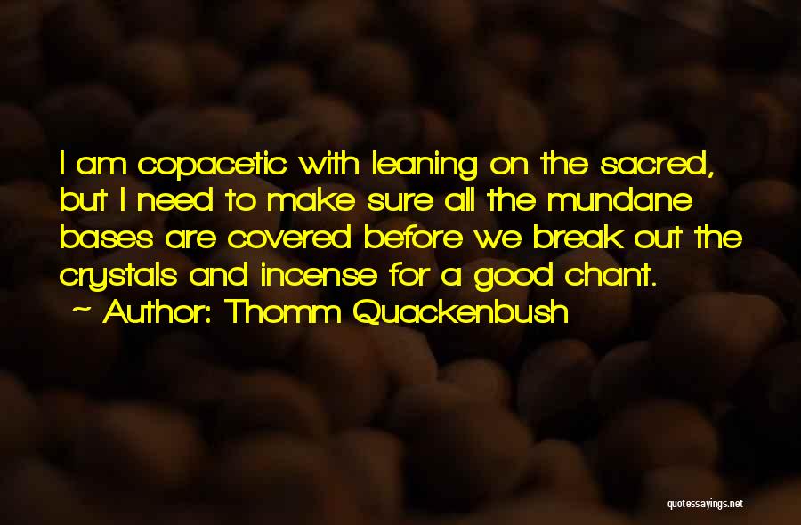 Thomm Quackenbush Quotes: I Am Copacetic With Leaning On The Sacred, But I Need To Make Sure All The Mundane Bases Are Covered