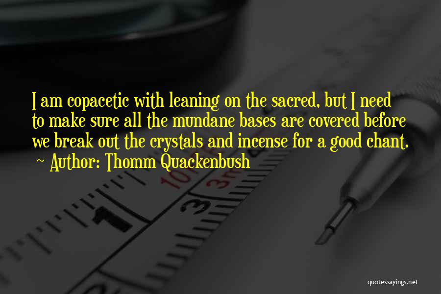 Thomm Quackenbush Quotes: I Am Copacetic With Leaning On The Sacred, But I Need To Make Sure All The Mundane Bases Are Covered