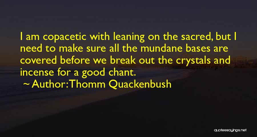 Thomm Quackenbush Quotes: I Am Copacetic With Leaning On The Sacred, But I Need To Make Sure All The Mundane Bases Are Covered