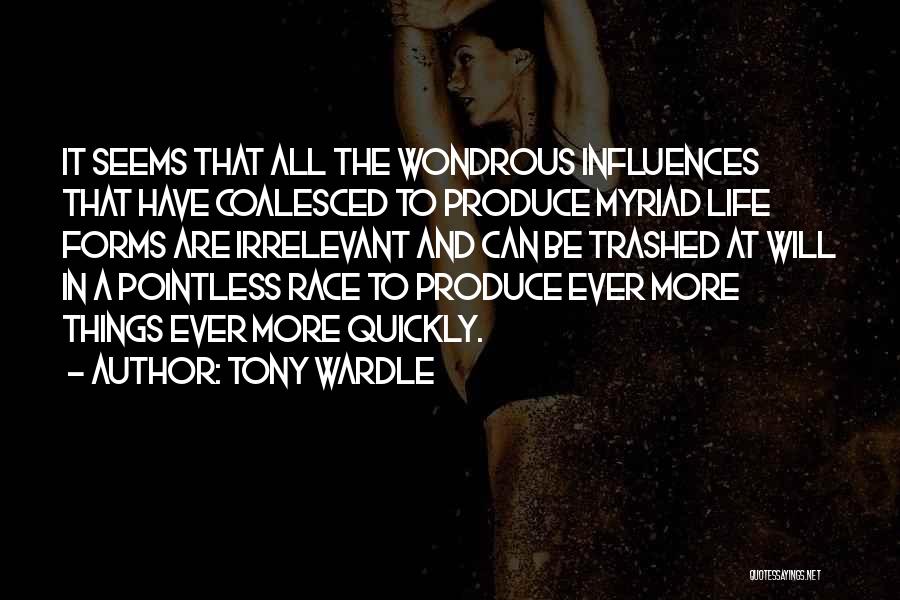 Tony Wardle Quotes: It Seems That All The Wondrous Influences That Have Coalesced To Produce Myriad Life Forms Are Irrelevant And Can Be