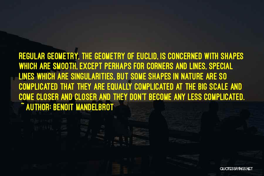 Benoit Mandelbrot Quotes: Regular Geometry, The Geometry Of Euclid, Is Concerned With Shapes Which Are Smooth, Except Perhaps For Corners And Lines, Special