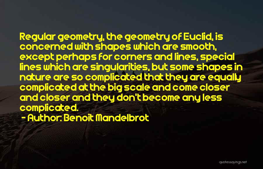 Benoit Mandelbrot Quotes: Regular Geometry, The Geometry Of Euclid, Is Concerned With Shapes Which Are Smooth, Except Perhaps For Corners And Lines, Special