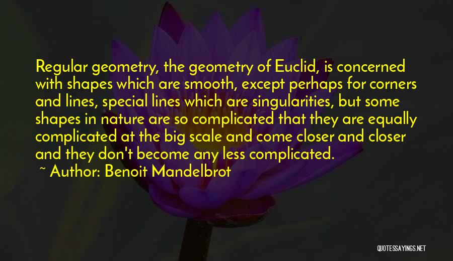 Benoit Mandelbrot Quotes: Regular Geometry, The Geometry Of Euclid, Is Concerned With Shapes Which Are Smooth, Except Perhaps For Corners And Lines, Special