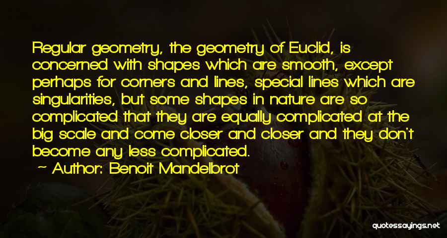 Benoit Mandelbrot Quotes: Regular Geometry, The Geometry Of Euclid, Is Concerned With Shapes Which Are Smooth, Except Perhaps For Corners And Lines, Special