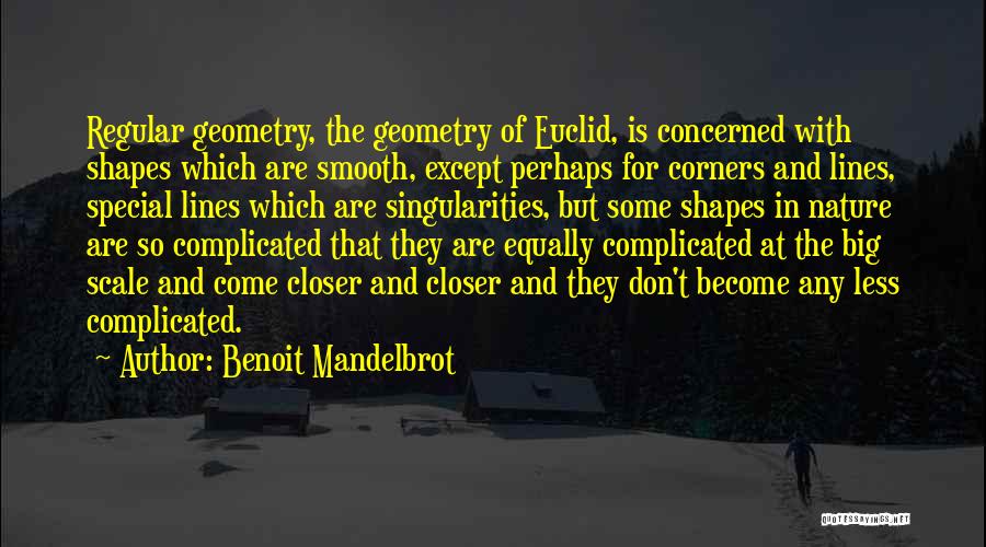 Benoit Mandelbrot Quotes: Regular Geometry, The Geometry Of Euclid, Is Concerned With Shapes Which Are Smooth, Except Perhaps For Corners And Lines, Special