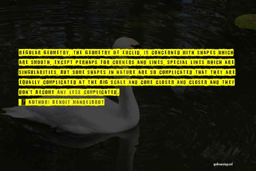 Benoit Mandelbrot Quotes: Regular Geometry, The Geometry Of Euclid, Is Concerned With Shapes Which Are Smooth, Except Perhaps For Corners And Lines, Special