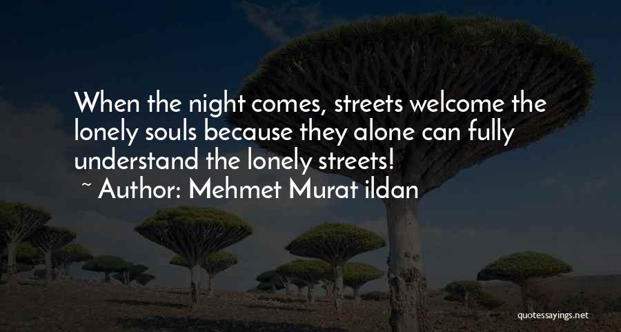 Mehmet Murat Ildan Quotes: When The Night Comes, Streets Welcome The Lonely Souls Because They Alone Can Fully Understand The Lonely Streets!