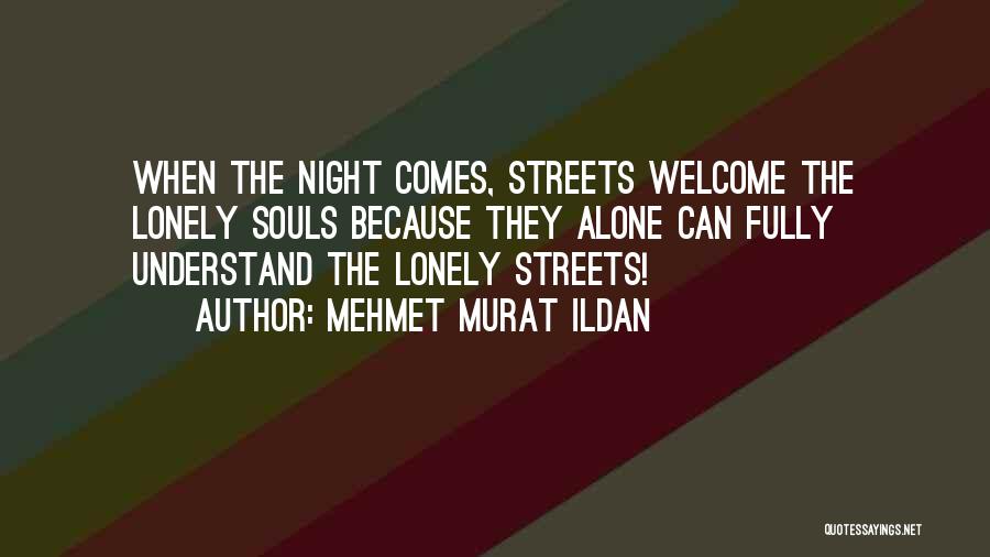 Mehmet Murat Ildan Quotes: When The Night Comes, Streets Welcome The Lonely Souls Because They Alone Can Fully Understand The Lonely Streets!