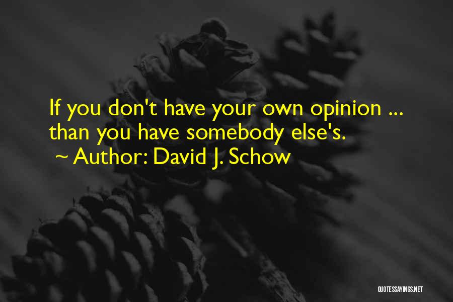 David J. Schow Quotes: If You Don't Have Your Own Opinion ... Than You Have Somebody Else's.