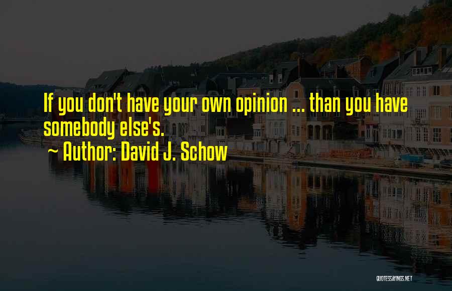 David J. Schow Quotes: If You Don't Have Your Own Opinion ... Than You Have Somebody Else's.