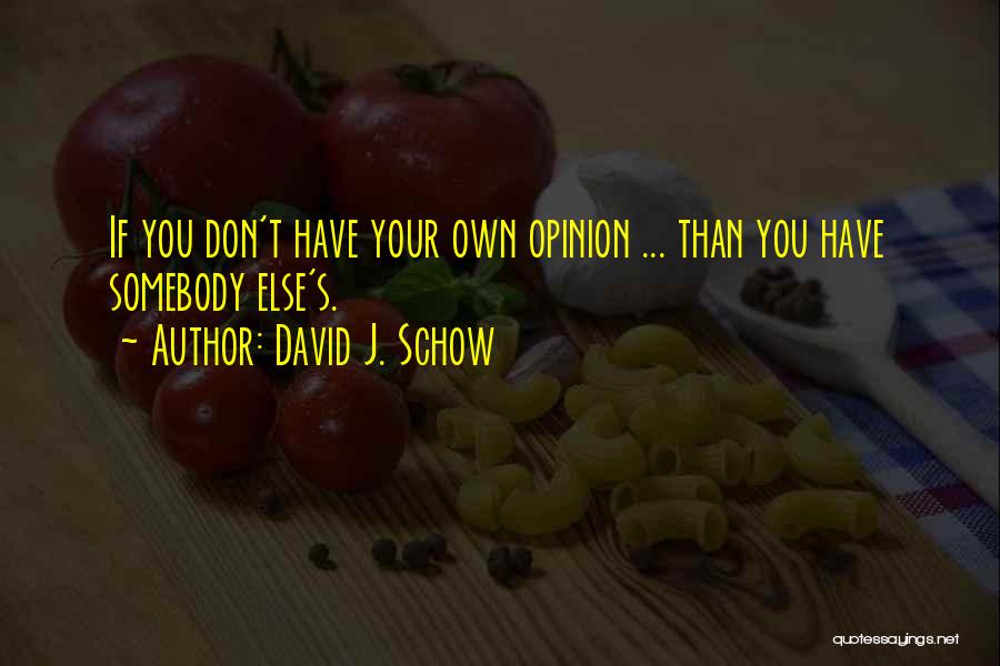 David J. Schow Quotes: If You Don't Have Your Own Opinion ... Than You Have Somebody Else's.