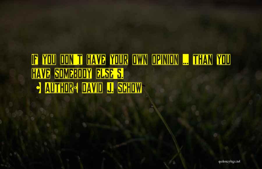 David J. Schow Quotes: If You Don't Have Your Own Opinion ... Than You Have Somebody Else's.