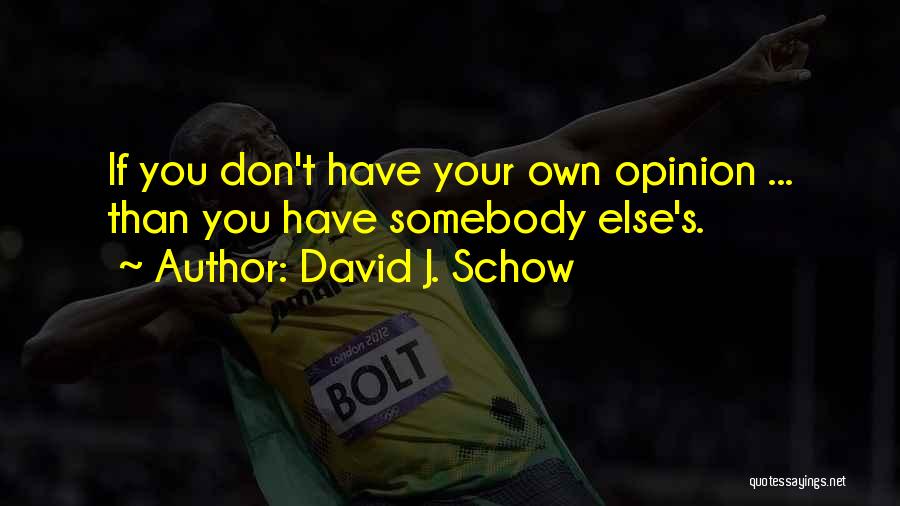 David J. Schow Quotes: If You Don't Have Your Own Opinion ... Than You Have Somebody Else's.