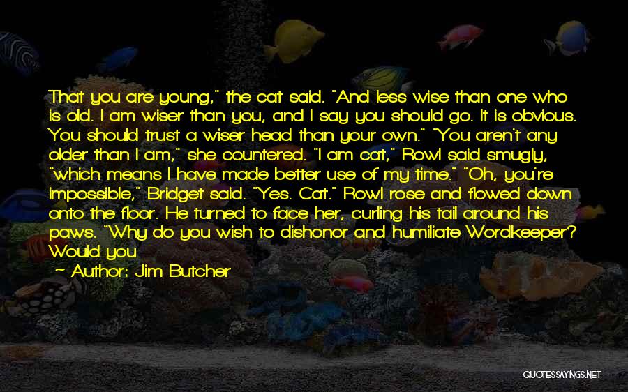 Jim Butcher Quotes: That You Are Young, The Cat Said. And Less Wise Than One Who Is Old. I Am Wiser Than You,