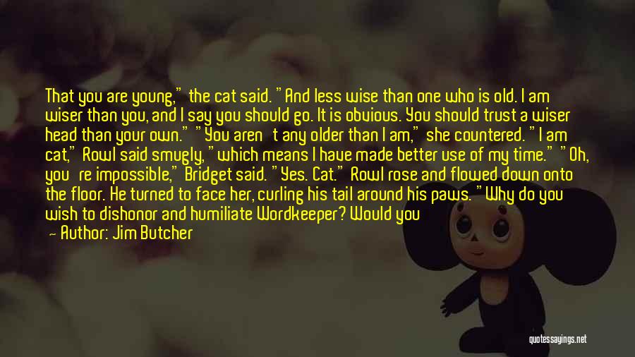 Jim Butcher Quotes: That You Are Young, The Cat Said. And Less Wise Than One Who Is Old. I Am Wiser Than You,