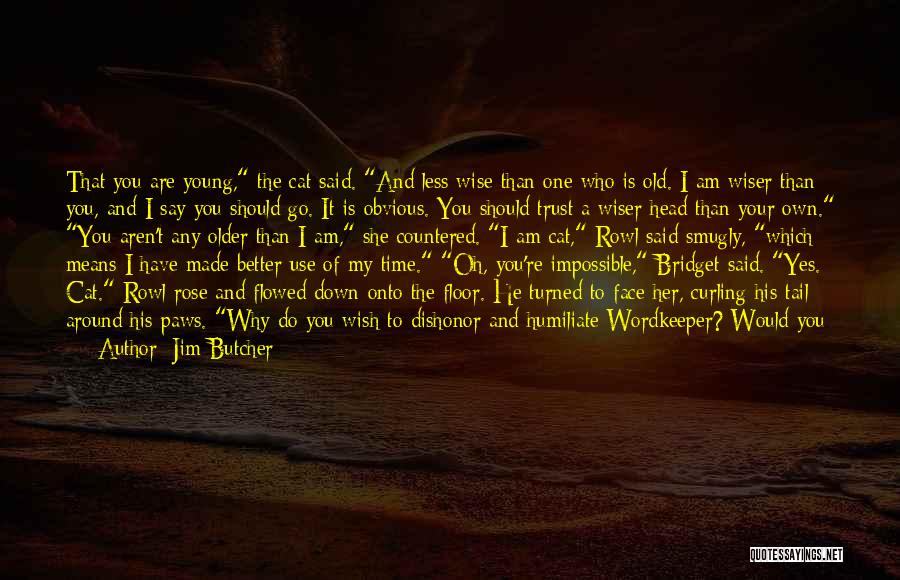 Jim Butcher Quotes: That You Are Young, The Cat Said. And Less Wise Than One Who Is Old. I Am Wiser Than You,