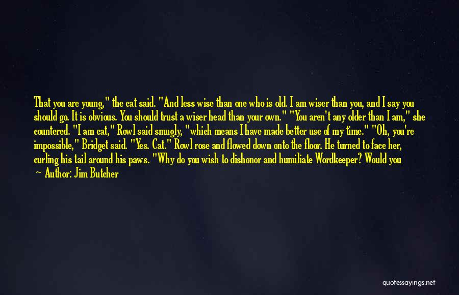 Jim Butcher Quotes: That You Are Young, The Cat Said. And Less Wise Than One Who Is Old. I Am Wiser Than You,