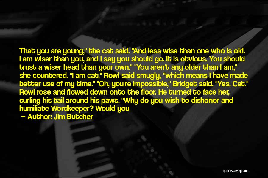 Jim Butcher Quotes: That You Are Young, The Cat Said. And Less Wise Than One Who Is Old. I Am Wiser Than You,