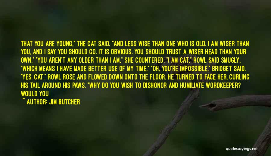 Jim Butcher Quotes: That You Are Young, The Cat Said. And Less Wise Than One Who Is Old. I Am Wiser Than You,