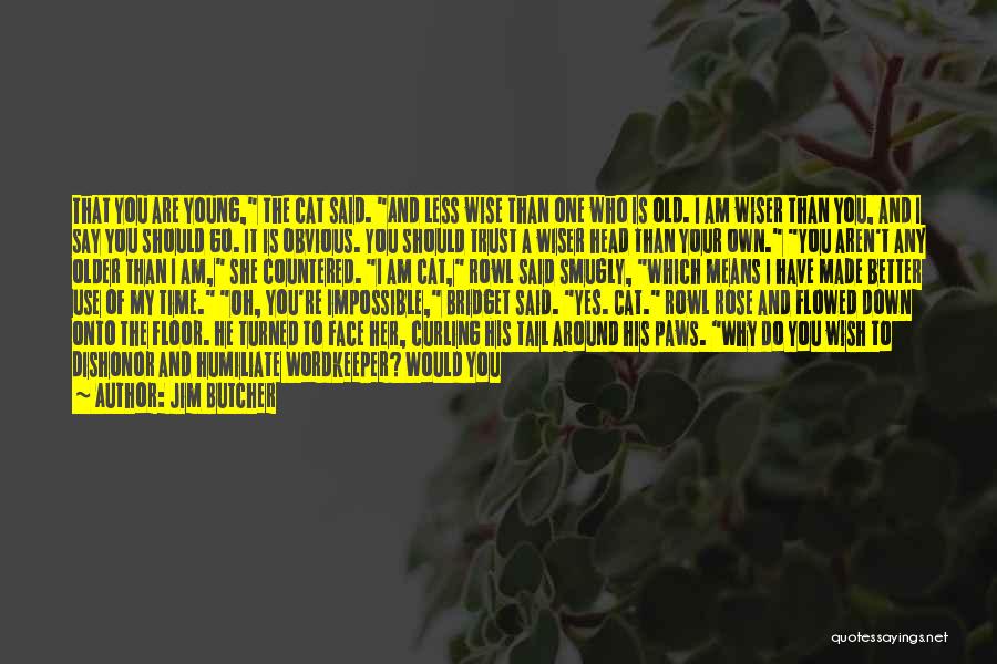 Jim Butcher Quotes: That You Are Young, The Cat Said. And Less Wise Than One Who Is Old. I Am Wiser Than You,