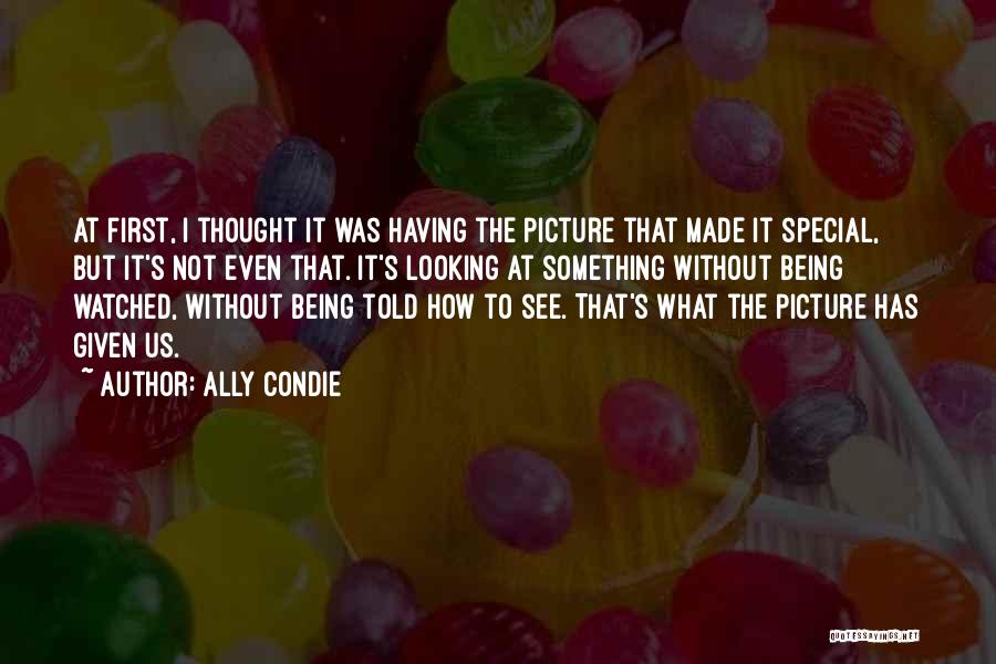 Ally Condie Quotes: At First, I Thought It Was Having The Picture That Made It Special, But It's Not Even That. It's Looking