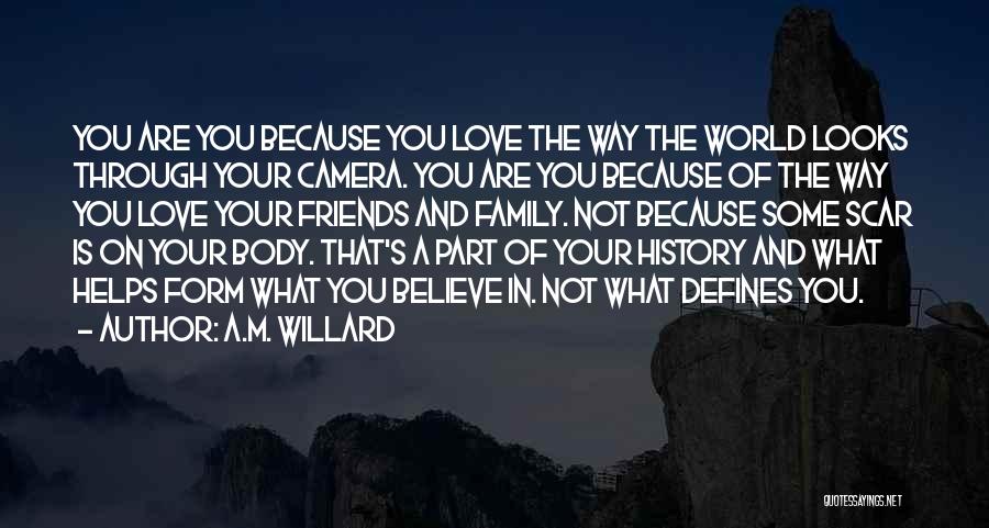 A.M. Willard Quotes: You Are You Because You Love The Way The World Looks Through Your Camera. You Are You Because Of The