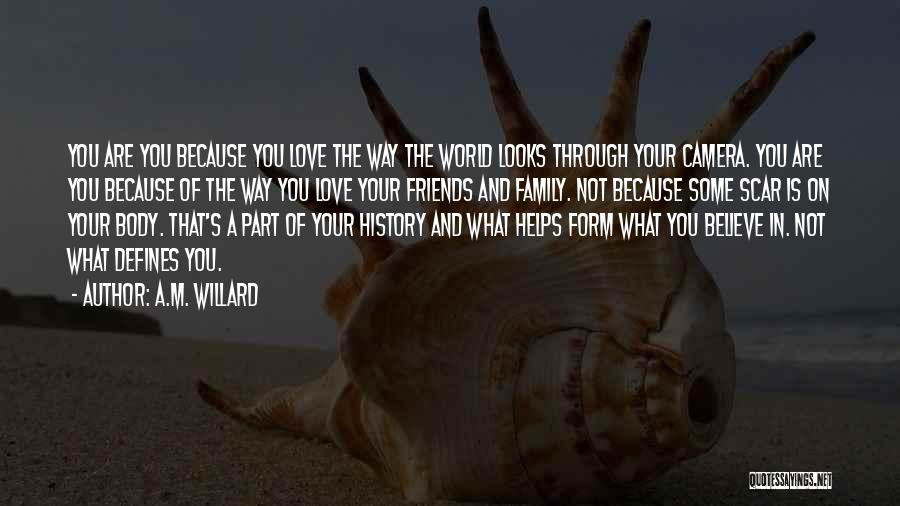 A.M. Willard Quotes: You Are You Because You Love The Way The World Looks Through Your Camera. You Are You Because Of The