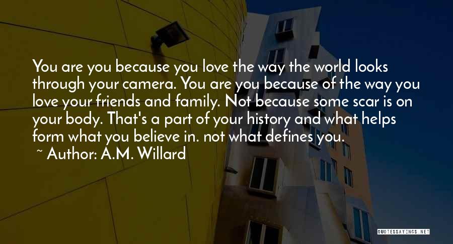 A.M. Willard Quotes: You Are You Because You Love The Way The World Looks Through Your Camera. You Are You Because Of The