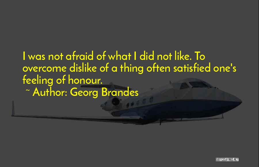 Georg Brandes Quotes: I Was Not Afraid Of What I Did Not Like. To Overcome Dislike Of A Thing Often Satisfied One's Feeling