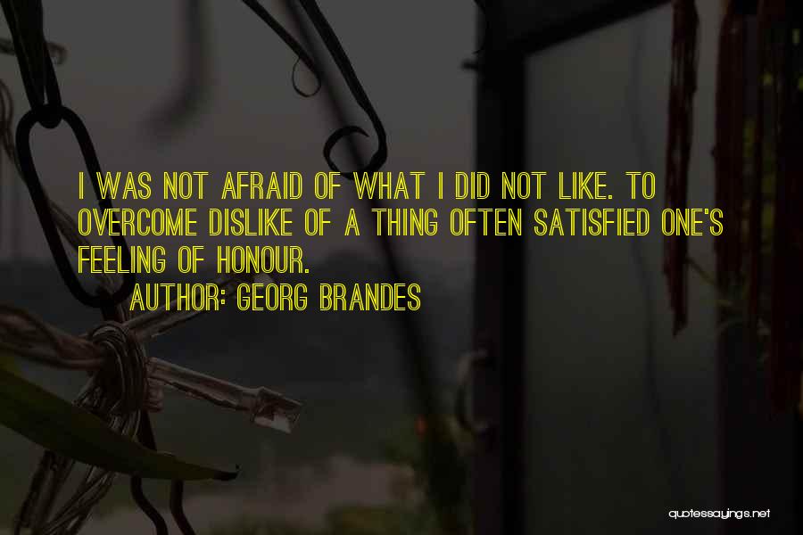Georg Brandes Quotes: I Was Not Afraid Of What I Did Not Like. To Overcome Dislike Of A Thing Often Satisfied One's Feeling
