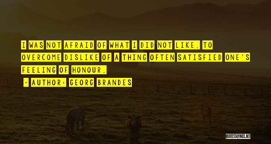 Georg Brandes Quotes: I Was Not Afraid Of What I Did Not Like. To Overcome Dislike Of A Thing Often Satisfied One's Feeling