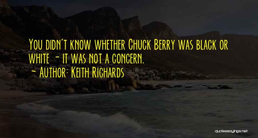 Keith Richards Quotes: You Didn't Know Whether Chuck Berry Was Black Or White - It Was Not A Concern.