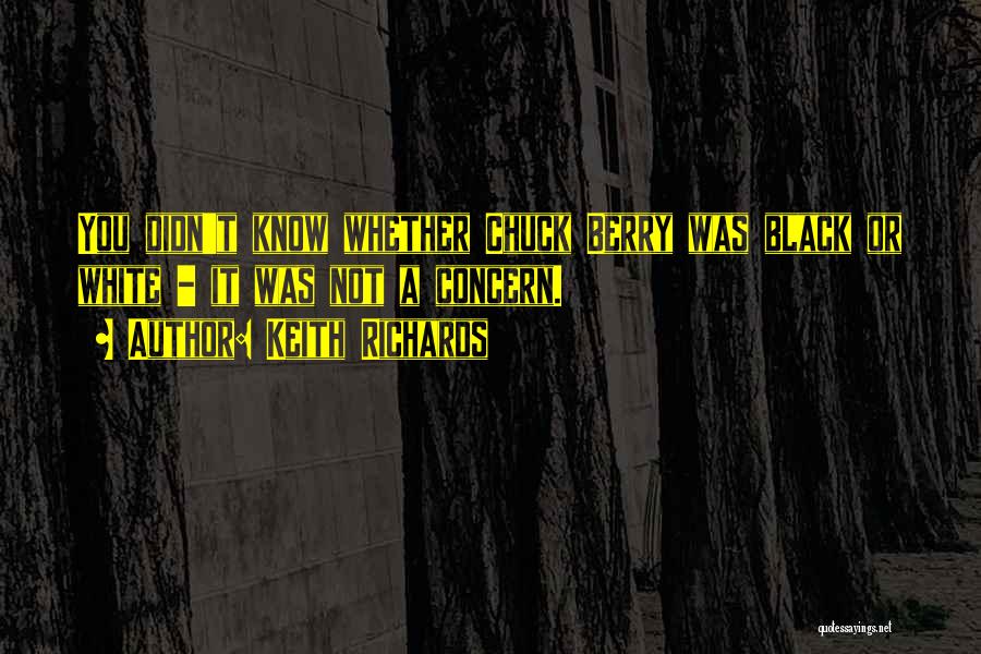 Keith Richards Quotes: You Didn't Know Whether Chuck Berry Was Black Or White - It Was Not A Concern.