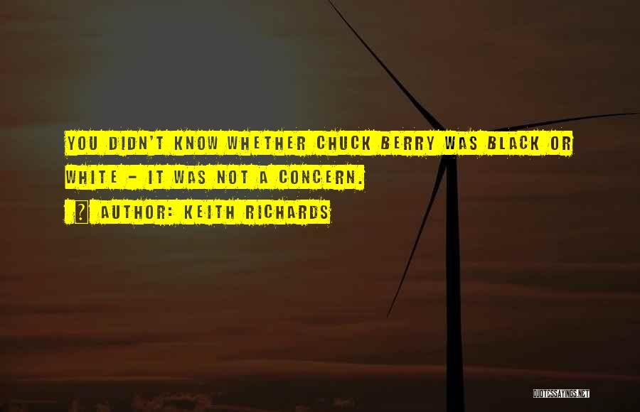 Keith Richards Quotes: You Didn't Know Whether Chuck Berry Was Black Or White - It Was Not A Concern.