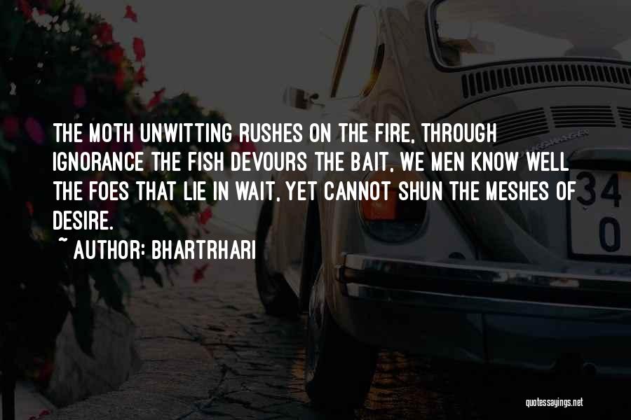 Bhartrhari Quotes: The Moth Unwitting Rushes On The Fire, Through Ignorance The Fish Devours The Bait, We Men Know Well The Foes