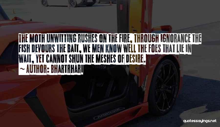 Bhartrhari Quotes: The Moth Unwitting Rushes On The Fire, Through Ignorance The Fish Devours The Bait, We Men Know Well The Foes