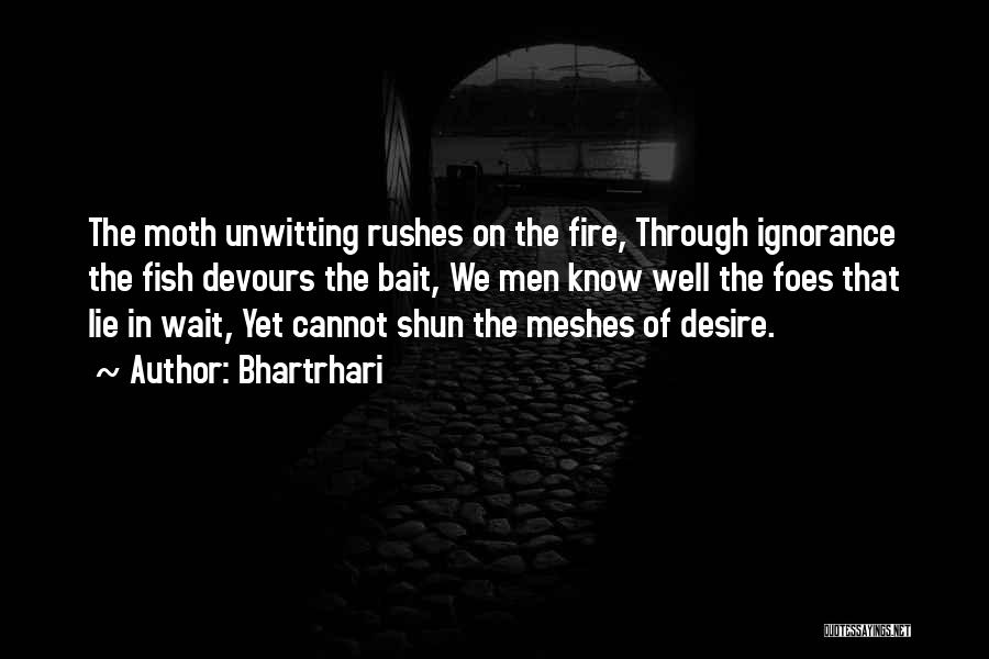 Bhartrhari Quotes: The Moth Unwitting Rushes On The Fire, Through Ignorance The Fish Devours The Bait, We Men Know Well The Foes