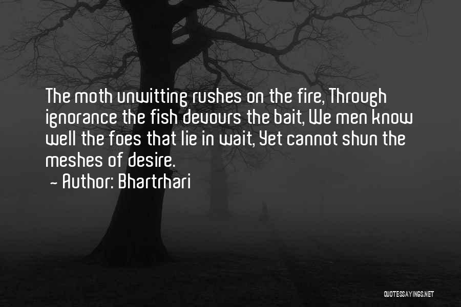 Bhartrhari Quotes: The Moth Unwitting Rushes On The Fire, Through Ignorance The Fish Devours The Bait, We Men Know Well The Foes