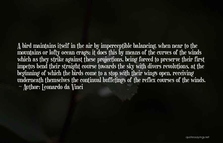 Leonardo Da Vinci Quotes: A Bird Maintains Itself In The Air By Imperceptible Balancing, When Near To The Mountains Or Lofty Ocean Crags; It