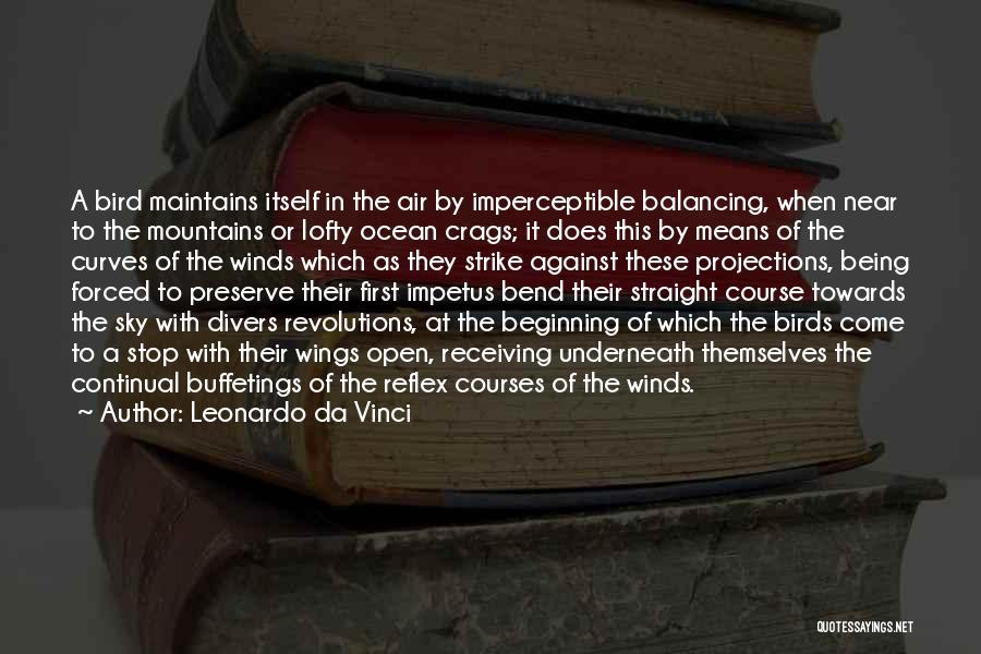 Leonardo Da Vinci Quotes: A Bird Maintains Itself In The Air By Imperceptible Balancing, When Near To The Mountains Or Lofty Ocean Crags; It