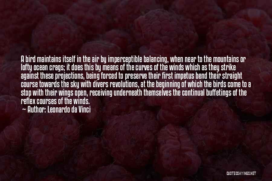 Leonardo Da Vinci Quotes: A Bird Maintains Itself In The Air By Imperceptible Balancing, When Near To The Mountains Or Lofty Ocean Crags; It