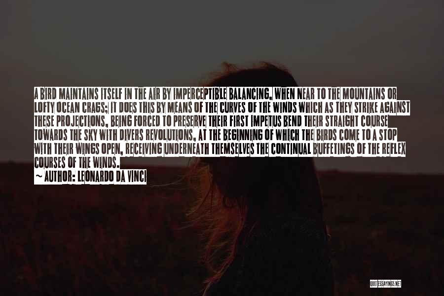 Leonardo Da Vinci Quotes: A Bird Maintains Itself In The Air By Imperceptible Balancing, When Near To The Mountains Or Lofty Ocean Crags; It