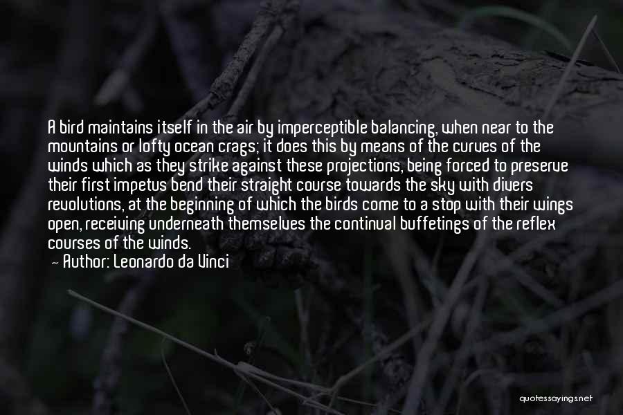 Leonardo Da Vinci Quotes: A Bird Maintains Itself In The Air By Imperceptible Balancing, When Near To The Mountains Or Lofty Ocean Crags; It